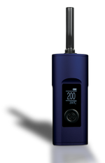 Blue Arizer Solo II portable vaporizer with silver mouthpiece