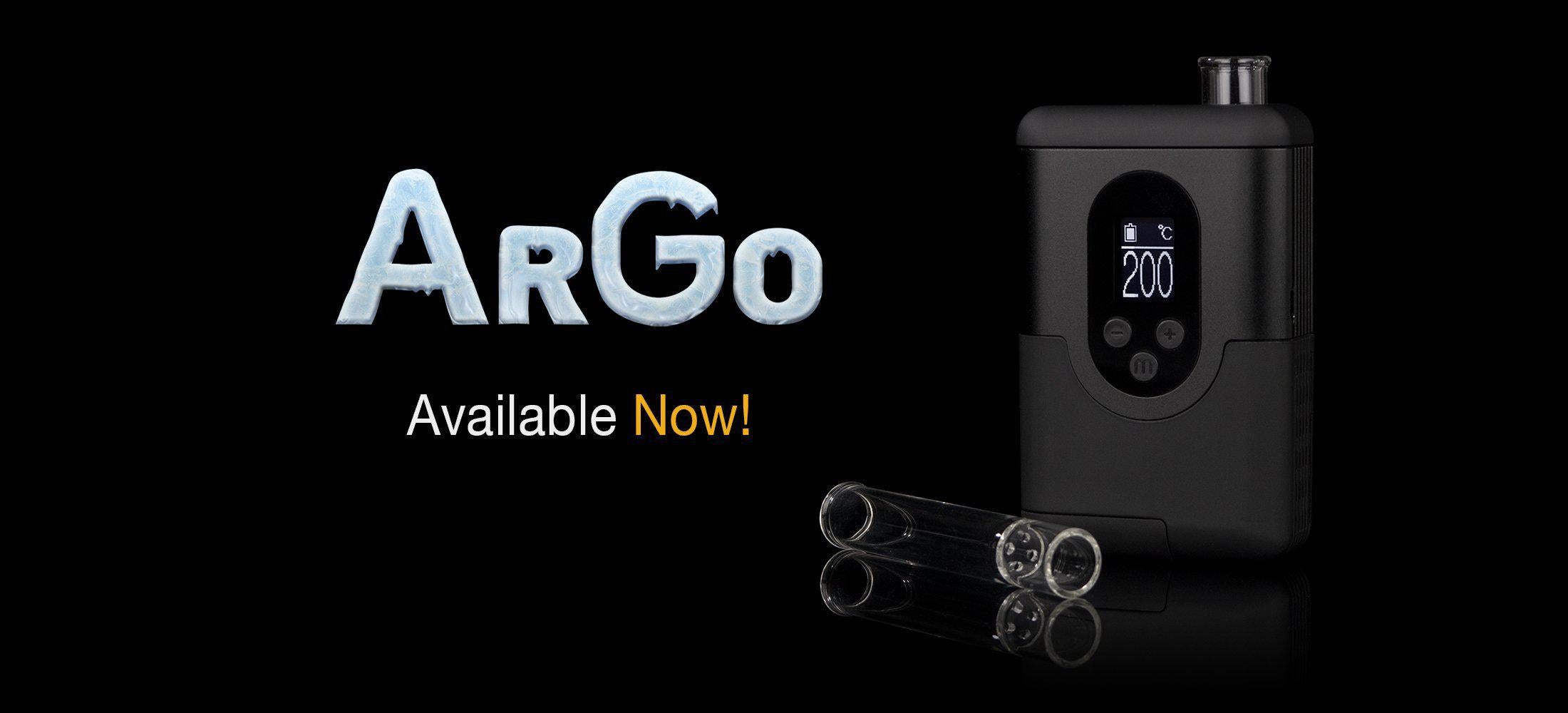 Vaporisateur portable Arizer ArGo avec embout et texte de la bannière