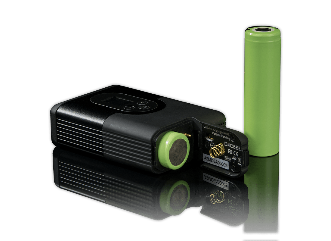Vaporisateur portable Arizer ArGo avec compartiment de batterie ouvert