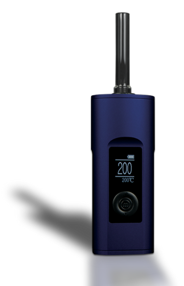 Blue Arizer Solo II portable vaporizer with silver mouthpiece